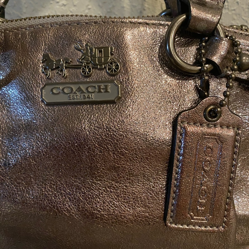 COACH Madison Metallic Leather Sophia Satchel - Picture 2 of 8